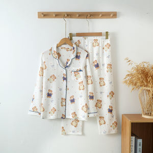 Cardigan 100% coton avec impression de dessin animé <span class=keywords><strong>garçon</strong></span> fille pyjamas à manches longues <span class=keywords><strong>adolescent</strong></span> vêtements de nuit pour le printemps et l'automne pour les vêtements d'été - Product Image 4