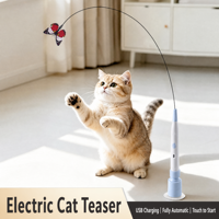 Baguette électrique pour chat, jouet interactif automatique pour chat avec ventouse, baguette papillon simulée rechargeable par USB