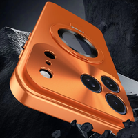 Coque de téléphone en métal aluminium de luxe en gros pour 17/14/15/16 Pro Max avec support magnétique et protection d'écran en verre anti-espion