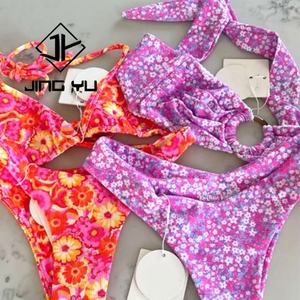 High Quality Customized Double Sided Printed Fabric Swimwear Design Recyclable Bikini Two Piece Set for Women - Product Image 3
