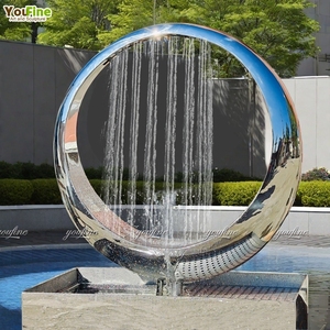Hot bán thép không gỉ kim loại vòng nước Tính năng đài phun nước điêu khắc - Product Image 2
