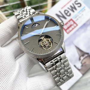 Luxury Men <b>Automatic</b> Timepiece Moonphase Guilloche Face Stainless Bracelet OEM ODM Bulk Manufacturing - Product Image 4