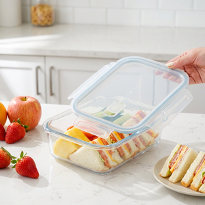 Nouveau verre à emporter nourriture boîtes à lunch micro-ondes bureau boîte à lunch pour adultes enfants enfants couvercle à dégagement d'air personnalisé avec logo - Product Image 2