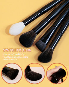 24Pcs Natural Goat Hair Makeup Brush Set Black Wood Handle Fan Brush Premium Face Eye Essential Brush Kit - Product Image 6
