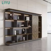 Bureau de direction futuriste convertible LIYU, design incurvé, luxe moderne, table de PDG, rangement intégré, finition bois sur mesure