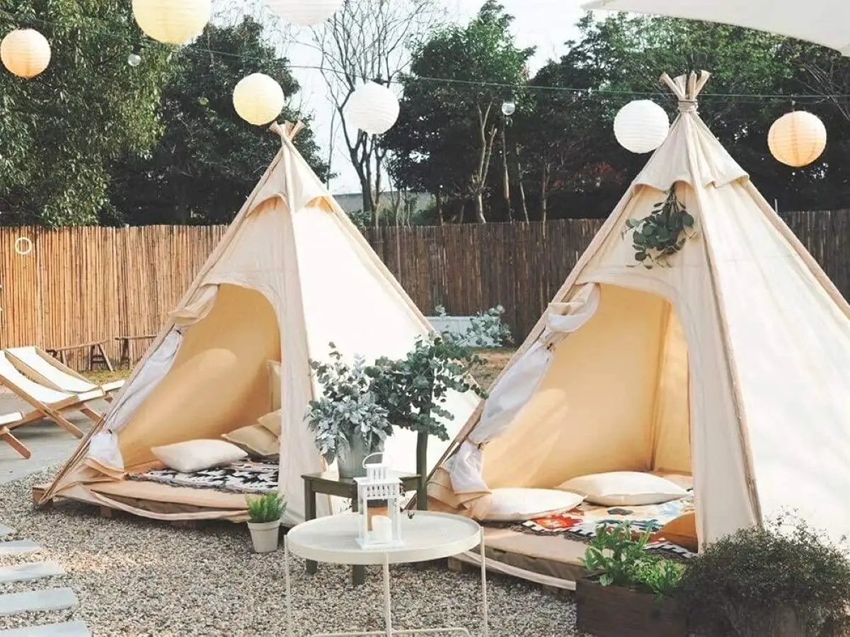 Diskon Pabrik Woqi Tenda Bell 3M Tenda Berkemah Glamping Keluarga Mewah Besar