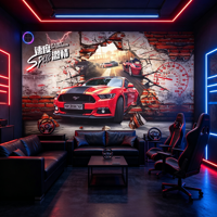 Papier Peint Mural 3D Personnalisé Voiture Percant le Mur, Papier Peint Voiture, Fond de Mur en Briques avec Voiture de Sport, Papier Peint Décoratif pour Magasin Commercial