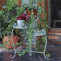Support à fleurs pliable à trois niveaux en fer forgé de style européen, étagère de rangement pour plantes, support de pot de fleurs, pour l'extérieur, les patios, les jardins