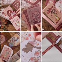 Simno 123 Artículos Kit de Scrapbook Estético Vintage Rosa Café, Cuaderno A6 con Cuadrícula para Bullet Journal y Junk Journal, Suministros DIY para Diario