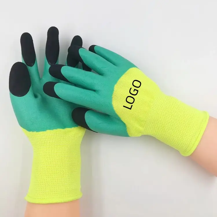 General Purpose Work Glove Guante Gants Foam Latex 3/4 Coated Glove Finger Double Reinforced Good Grip High Dexterity Luva Latex