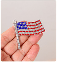 États-Unis Épinglette drapeau avec diamants, nouveau design très tendance, broche drapeau américain entièrement en strass, épinglette patriotique USA