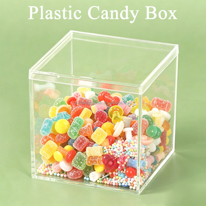 SUNSHING Square PS Plastic Food Containers <b>with</b> <b>Lids</b> <b>Clear</b> Candy Packaging <b>Box</b> Acrylic Treat Display <b>Box</b> Wedding Favor Gift <b>Box</b> - Product Image 1