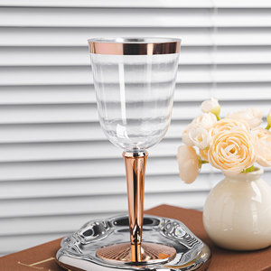 <span class=keywords><strong>Verre</strong></span> <span class=keywords><strong>à</strong></span> <span class=keywords><strong>vin</strong></span> en <span class=keywords><strong>plastique</strong></span> PS <span class=keywords><strong>à</strong></span> trois sections, couleur personnalisée, vaisselle jetable avec accents dorés en option sur le bord et la base pour les événements - Product Image 6