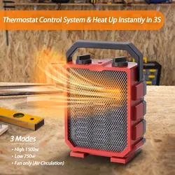 1500w/750w फास्ट हीटिंग सुरक्षा दूध घर उपयोगिता स्थान प्रशंसक हैंडल के साथ पोर्टेबल मिनी इलेक्ट्रिक गैरेज हीटर - Product Image 3