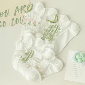 Women's Transparent Short <b>Socks</b> With Floral Pattern Non-Slip Boat <b>Socks</b> Summer Thin Crystal <b>Sock</b> For Casual Wear - Product Image 3