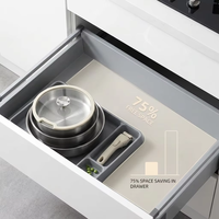 Ensemble d'ustensiles de cuisine en acier inoxydable avec poignée amovible, antiadhésif, casseroles, poêles, wok, empilable, compatible induction, pour camping et maison