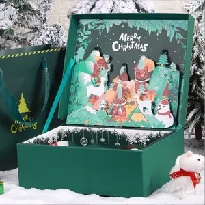 Kotak Hadiah Kertas Bergelombang Natal Kotak Desain 3d Kustom Grosir Kemasan Kotak Natal