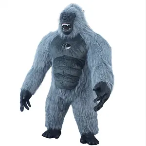 Customized size 2M 2.6M 3M Giant Realistic Inflatable Black Grey Gorilla Mascot Costume For Events Party