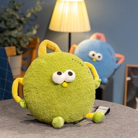 Bantal Boneka Monster Kartun Bulat Lucu dengan Selimut Lipat 2 in 1, Bantal Lempar, Selimut Tidur Siang Kantor untuk Hadiah