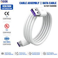 Câble de charge rapide USB A vers Type C 5A OEM, gaine en nylon/PVC pour smartphone, tablette, écouteurs, appareils numériques