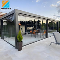 Modern Biyoklimatik Alüminyum Kamelya Pavyonu OEM Tasarım Akıllı Motorlu Pergola Otomatik Panjurlu Çatı
