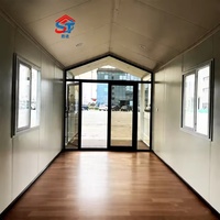 Maison conteneur modulaire préfabriquée à trois modules, démontable, respirante, économique, à double étage, toit pointu, optimale
