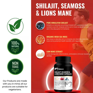 แคปซูลสารสกัดจาก shilajit ธรรมชาติผลิตจากหิมาลัย shilajit พร้อมสร้อยสิงโตและมอสจากทะเล - Product Image 5