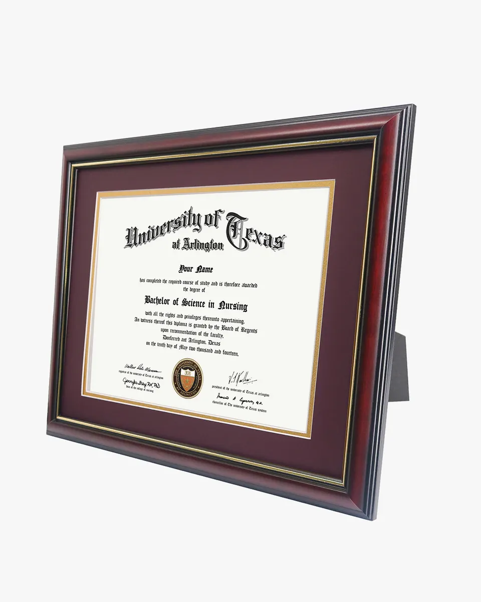 מונדון שרי עץ מלא אמיתי מסגרת תעודת סיום אוניברסיטת סיום עם עיטור זהב