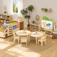 Ensemble de table et de chaises en bois Montessori pour enfants d'âge préscolaire, meubles avec rangement pour la maternelle, la garderie et la salle de classe