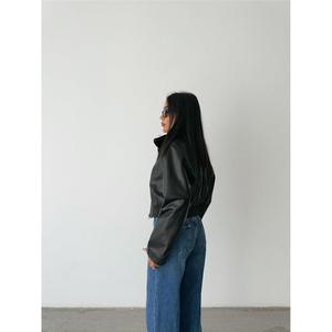 Chaqueta Bomber de Cuero Reversible con Cuello de Piel Negra, Prenda Exterior de Piel de Oveja con Apliques de Flecos, Plumas y Perlas, Decoraciones Personalizadas - Product Image 2