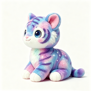 ตุ๊กตาเสือกาแล็กซี่แบบกำหนดเองได้ ตุ๊กตาสัตว์นุ่มไล่เฉดสีพาสเทลประดับดาวระยิบระยับ - Product Image 3