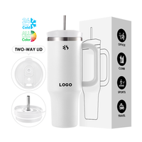 Gobelet de voyage isotherme en acier inoxydable 40 oz Everich avec logo personnalisé, tasse à café avancée pour les vacances d'été avec couvercle à double ouverture, idéal pour les fêtes et les cadeaux
