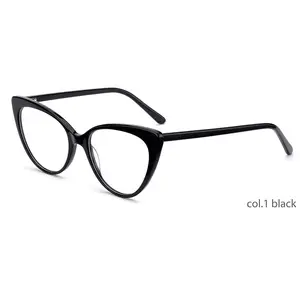 Armação de óculos de bloqueio de luz azul para mulheres, óculos de miopia personalizados, armação elegante de acetato