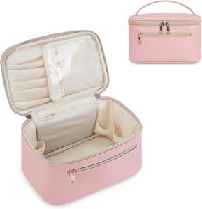 New Vegan Leather Makeup Bag Travel Make up Organizer Large Capacity Fashionable Cosmetic Bags Zipper Closure - Product Image 1