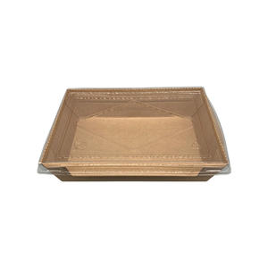 Biodegradable Customized 1200ml Take Out Food Folding Kraft Paper Lunch Salad Box With Lid - Product Image 3