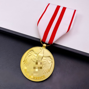 Médaille commémorative en métal plaqué or, style vintage, gravée, souvenir de collection avec ruban, vente en gros - Product Image 3