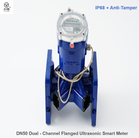 Compteurs d'eau ultrasoniques à grande bride de diamètre durable, double canal, intelligents NB-IoT, haute précision