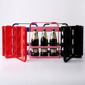 Beer Basket Portable KTV6 Bottle Hand Basket Can Print LOGO <b>Plastic</b> Folding Wine Rack - Product Image 4