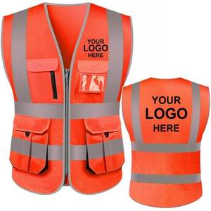 2025 Gilet de sécurité orange haute visibilité personnalisable à 10 poches avec garniture réfléchissante respirante pour ajouter votre logo - Product Image 2