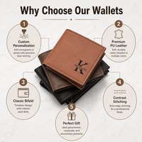 Dompet Pria untuk Grafir, Tempat Kartu Kredit, Dompet Kulit PU Custom untuk Pria, Tipis, Kosong, Dapat Dipotong dengan Laser