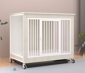 <span class=keywords><strong>Cage</strong></span> pour chien renforcée anti-morsure <span class=keywords><strong>Cage</strong></span> pour chien en bois robuste et durable avec roues détachables Lit pour animal de compagnie - Product Image 3