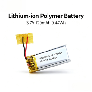 แบตเตอรี่ลิเธียมไอออนโพลิเมอร์ 3.7V 120mAh รุ่น 401230 แบบชาร์จได้ สำหรับอุปกรณ์อิเล็กทรอนิกส์สำหรับผู้บริโภคและของเล่น - Product Image 1