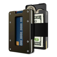 Dompet Logam Minimalis Anti RFID dengan Logo Kustom, Tipis, Berbahan Aluminium, Penutup, dan Tempat Kartu untuk Pria