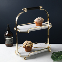 Présentoir à gâteau en marbre à double couche de luxe Présentoir de table à dessert pour le thé de l'après-midi de style moderne