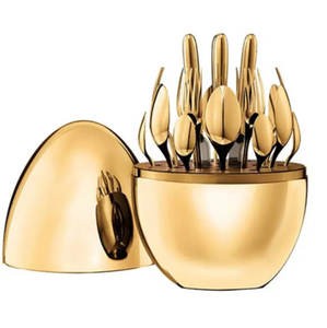 Bộ đồ ăn đặt 24-Piece vàng bạc hình trứng thép không gỉ Flatware Set cao cấp dao kéo thiết lập ánh sáng sang trọng Bộ đồ ăn đầy màu sắc - Product Image 1