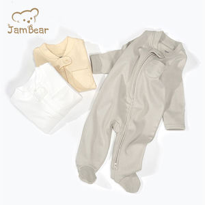 <span class=keywords><strong>JamBear</strong></span> Baby Blanks algodón Footie mono mameluco infantil 100% algodón orgánico Footie para niños mono de punto - Product Image 6
