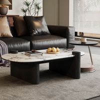AJUNION Table basse nordique de luxe avec dessus en marbre Table basse à double imbrication Table de centre de meubles de salon pour la maison