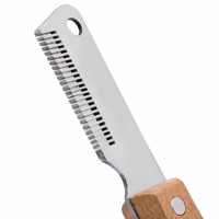 Peigne à poils pour animaux de compagnie en bois, manche naturel, dents en acier fin, couteau de toilettage, outil de démêlage pour chiens et chats, professionnel