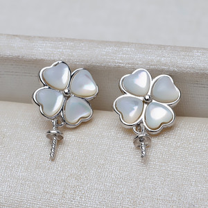 Handmade S925 <b>Silver</b> Grass <b>Earrings</b> DIY Accessory 10mm Tire Hair Semi-Finished Pearl Hollow Holder Fashion <b>Dangle</b> Style 2846 - Product Image 4