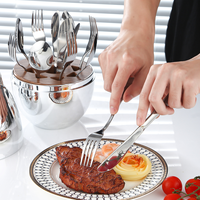 Ensemble de couverts de qualité supérieure de 12 pièces, écologique, en acier inoxydable doré et argenté, en forme d'œuf, pour les repas et les fêtes